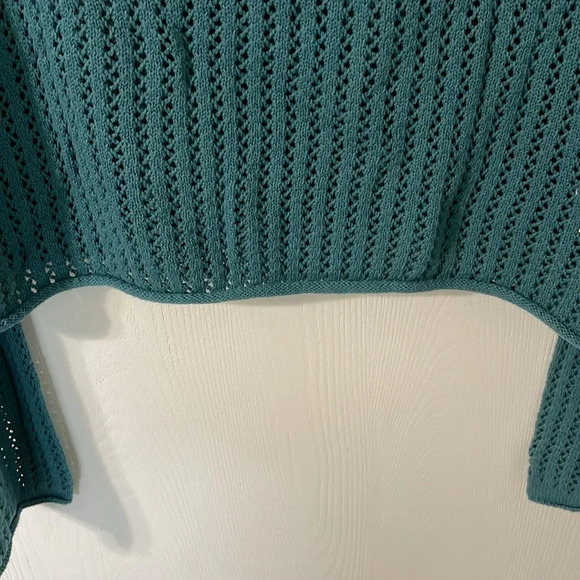 BDG Urban Outfitters Cable Knit 100% Cotton Turquoise Sweater Oversized Small - Picture 4 of 6